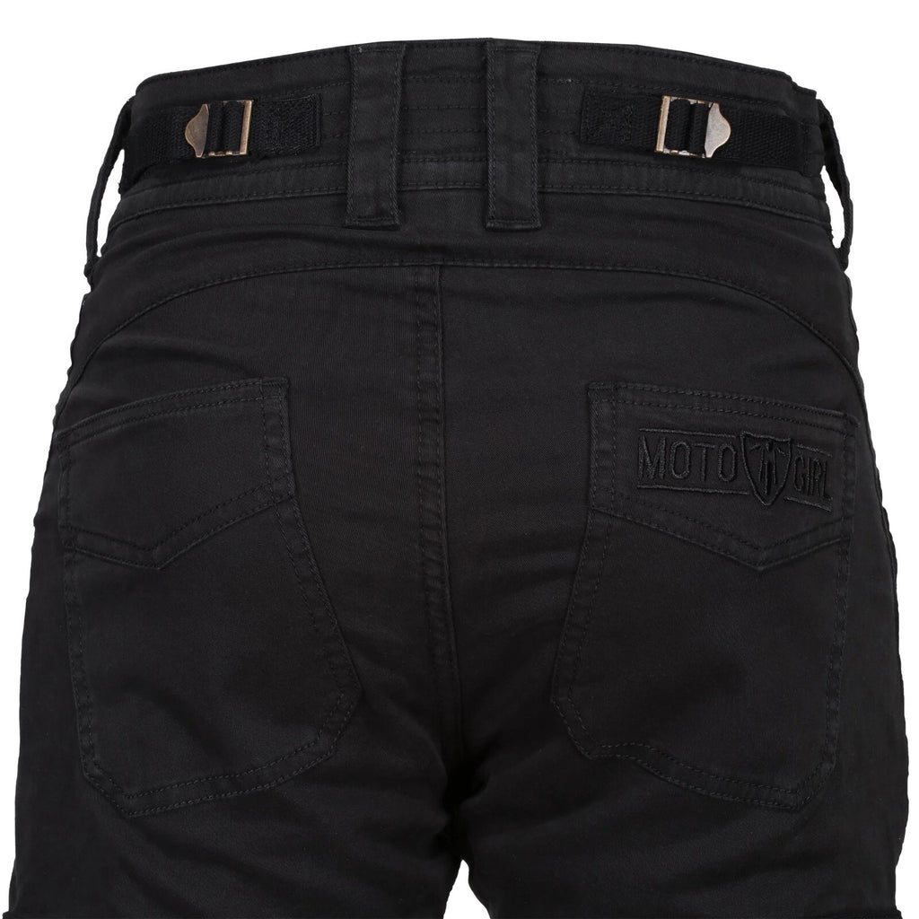 Moto Girl Lara Cargo Black Ladies Motorcycle Motorbike Armoured Cargo Trousers