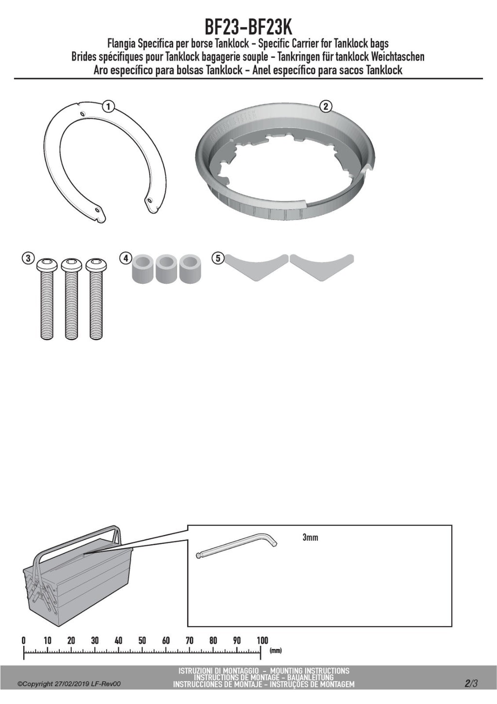Givi BF23 Kappa BF23K Tanklock Tank Bag Flange Kit Yamaha Tracer 9 MT-09 Tracer