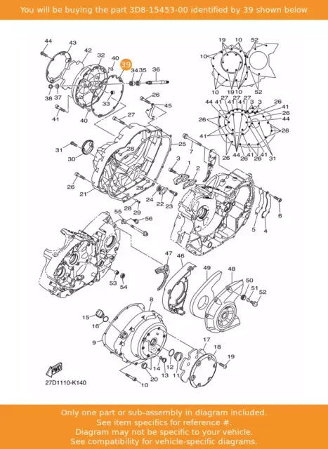 Genuine Yamaha XVS1300 / XVS1300A 2007  - 2017 Crankcase Gasket - 3D8-15453-00