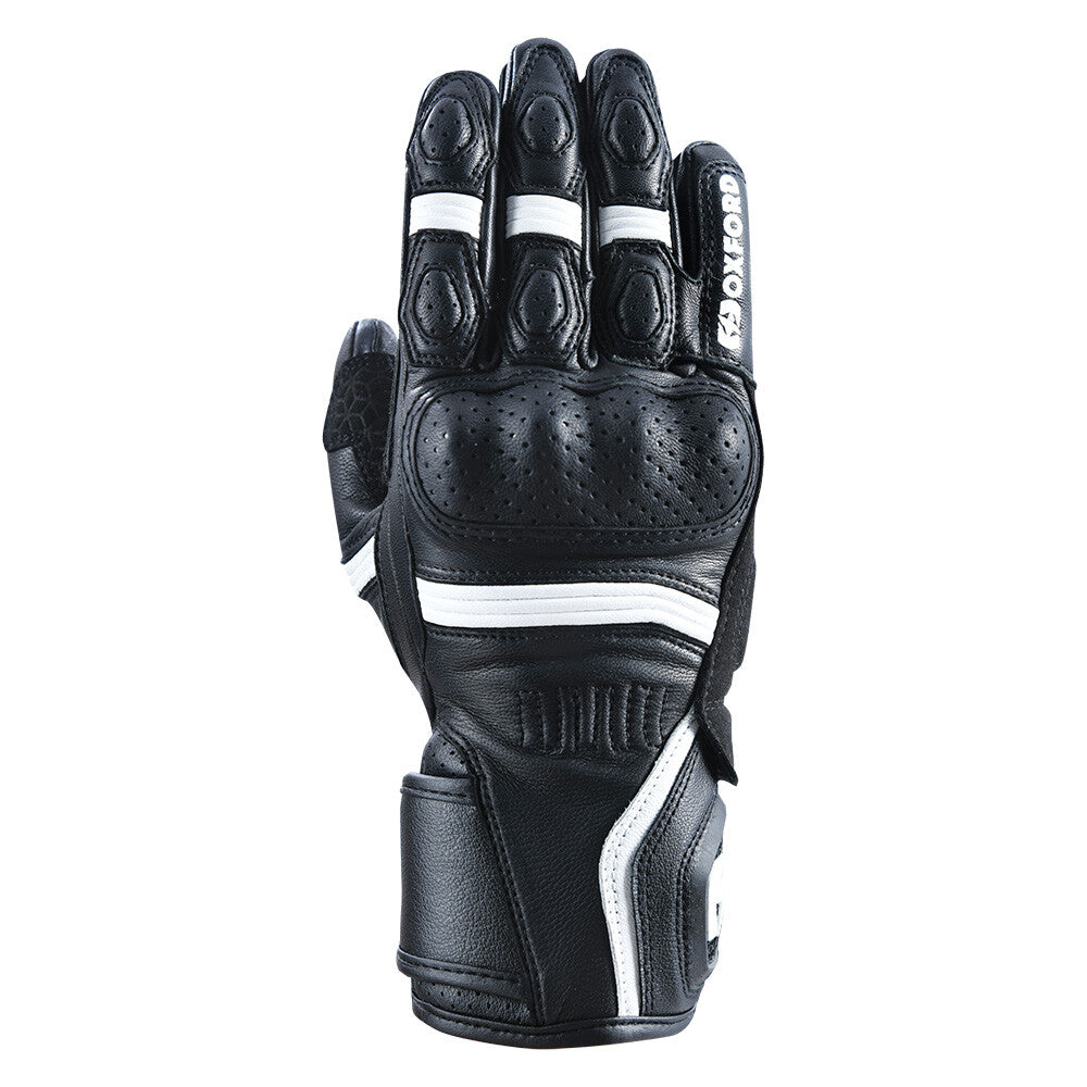 Oxford RP-5 2.0 Mens Leather Sports Motorcycle Motorbike Glove Black White