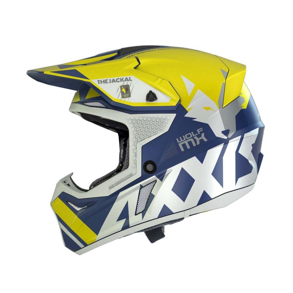 Axxis Wolf Jackal Matt Yellow MX Off Road Enduro Motorcycle Motorbike Helmet