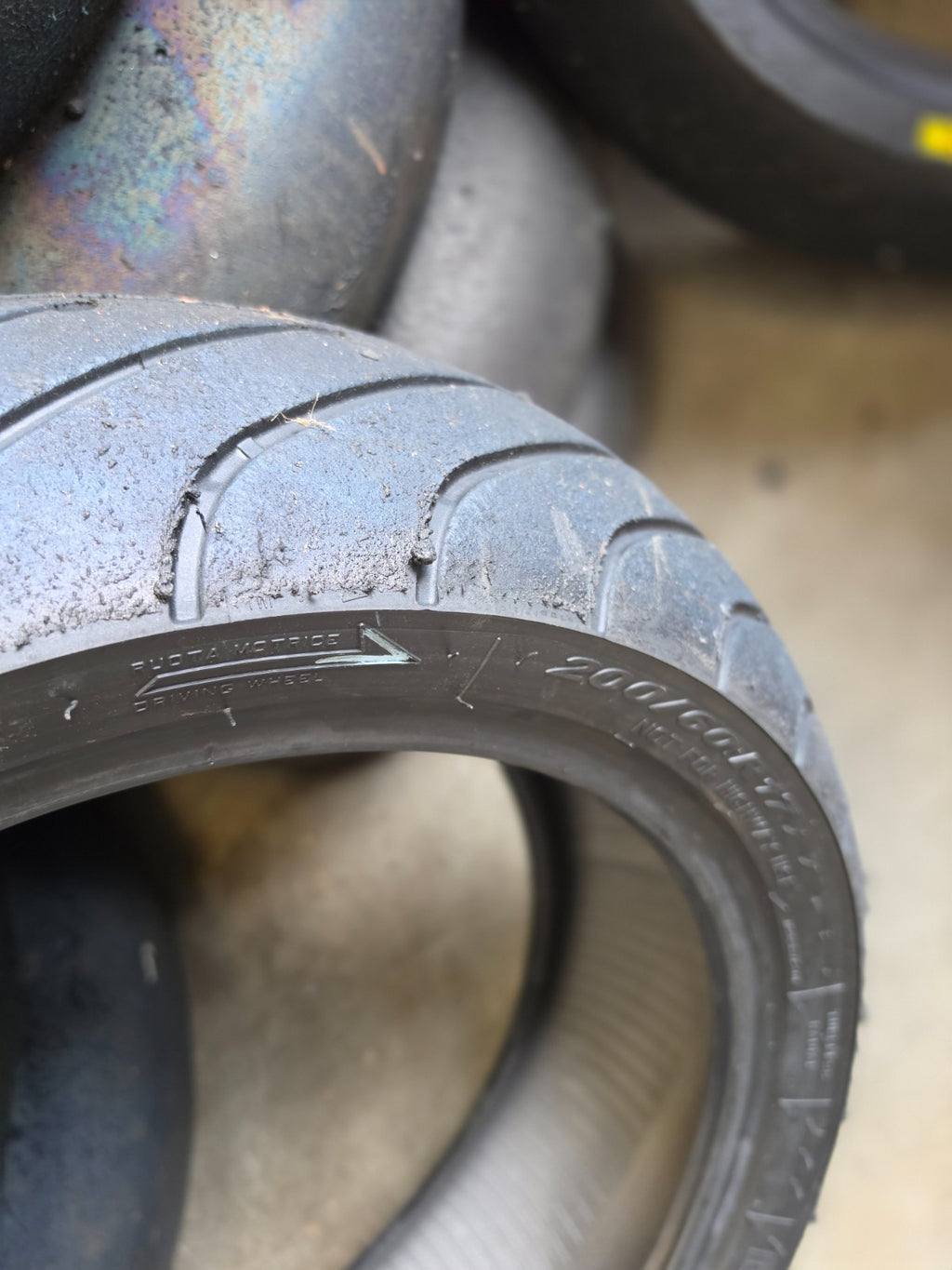 Pirelli Diablo Wet 200/60-17 part worn rear BSB scrub tyre, max feel W12