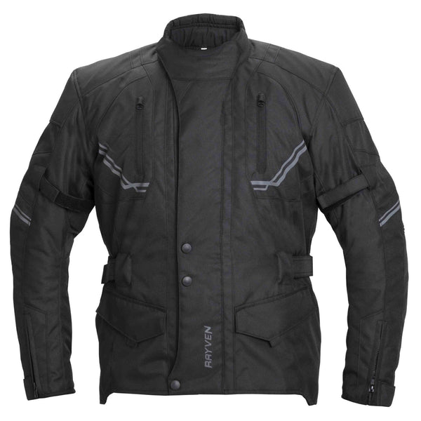 Rayven Taylor Black CE Rated Textile Waterproof Motorcycle Motorbike Jacket