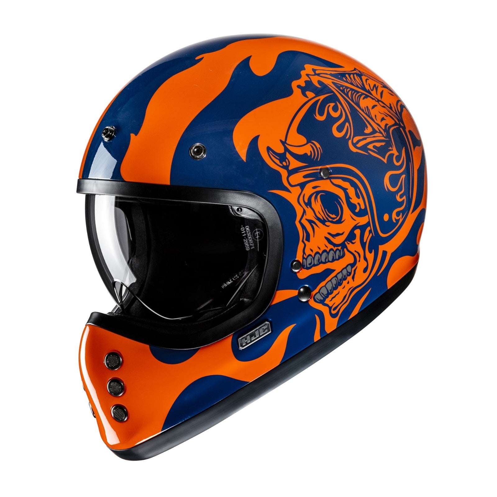 HJC V60 Flame Orange Blue Classic ECE2206 Open Face Motorcycle Motorbike Helmet