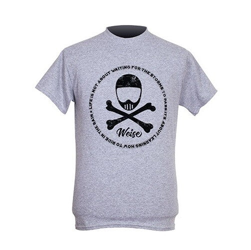 Weise Skull Motorcycle Style Casual Short Sleeve Tee T-Shirt - Grey