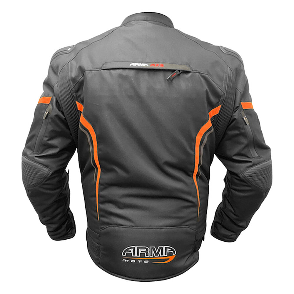 ARMR Moto Harada R Textile Waterproof Motorcycle Motorbike Jacket Black Orange