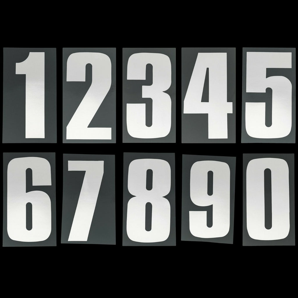 Bike It 6 Inch Motorcycle Motorbike Race Numbers - White - 10 Pack