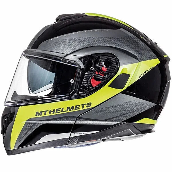 MT Atom Tarmac Black & Yellow Flip Front Motorcycle Motorbike Helmet