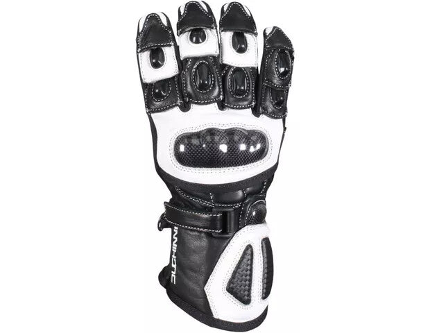 Duchinni Kids Youth Bambino Leather Textile Motorcycle Bike Gloves Black White