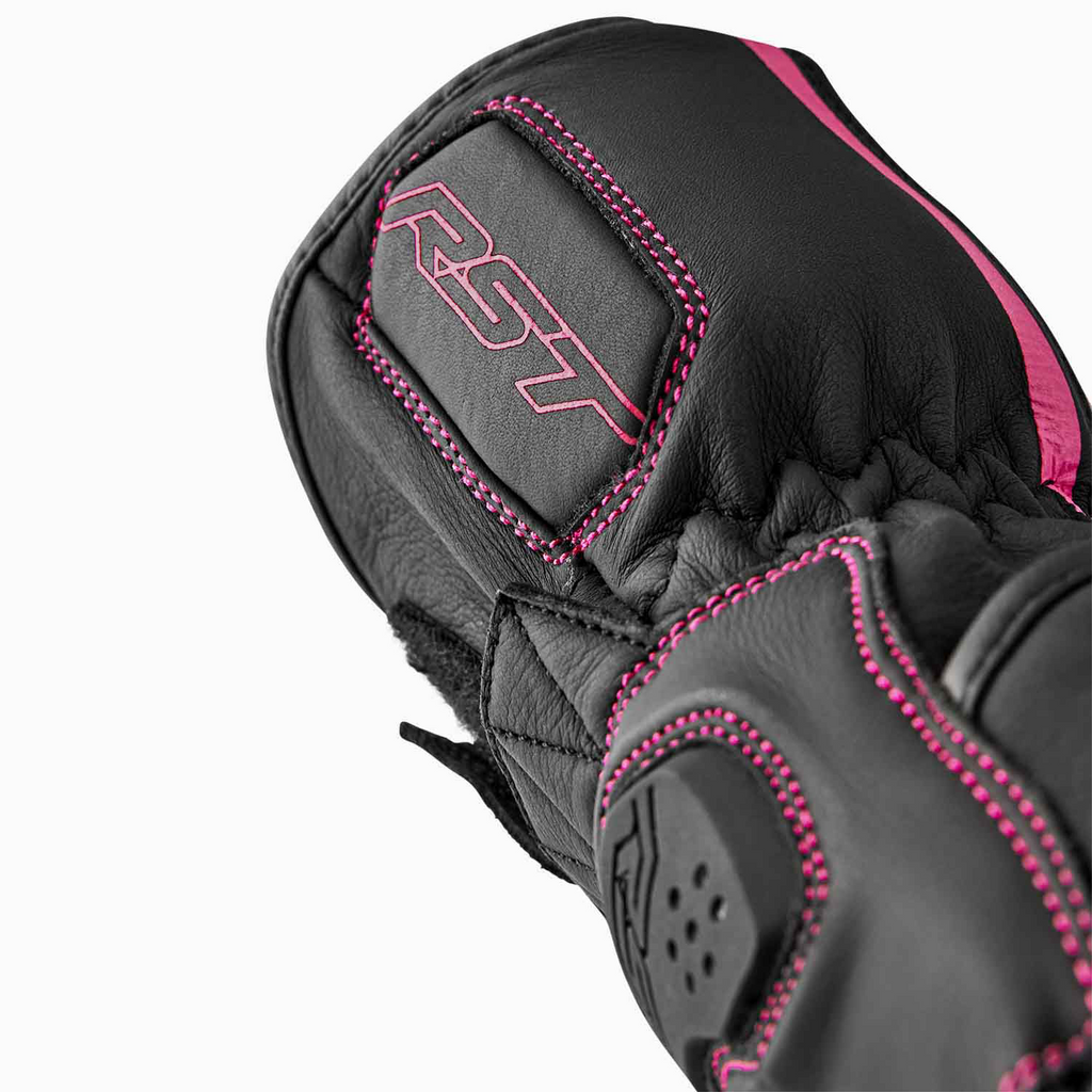 RST S-1 CE Ladies Leather Sports Motorcycle Motorbike Gloves - Black Pink