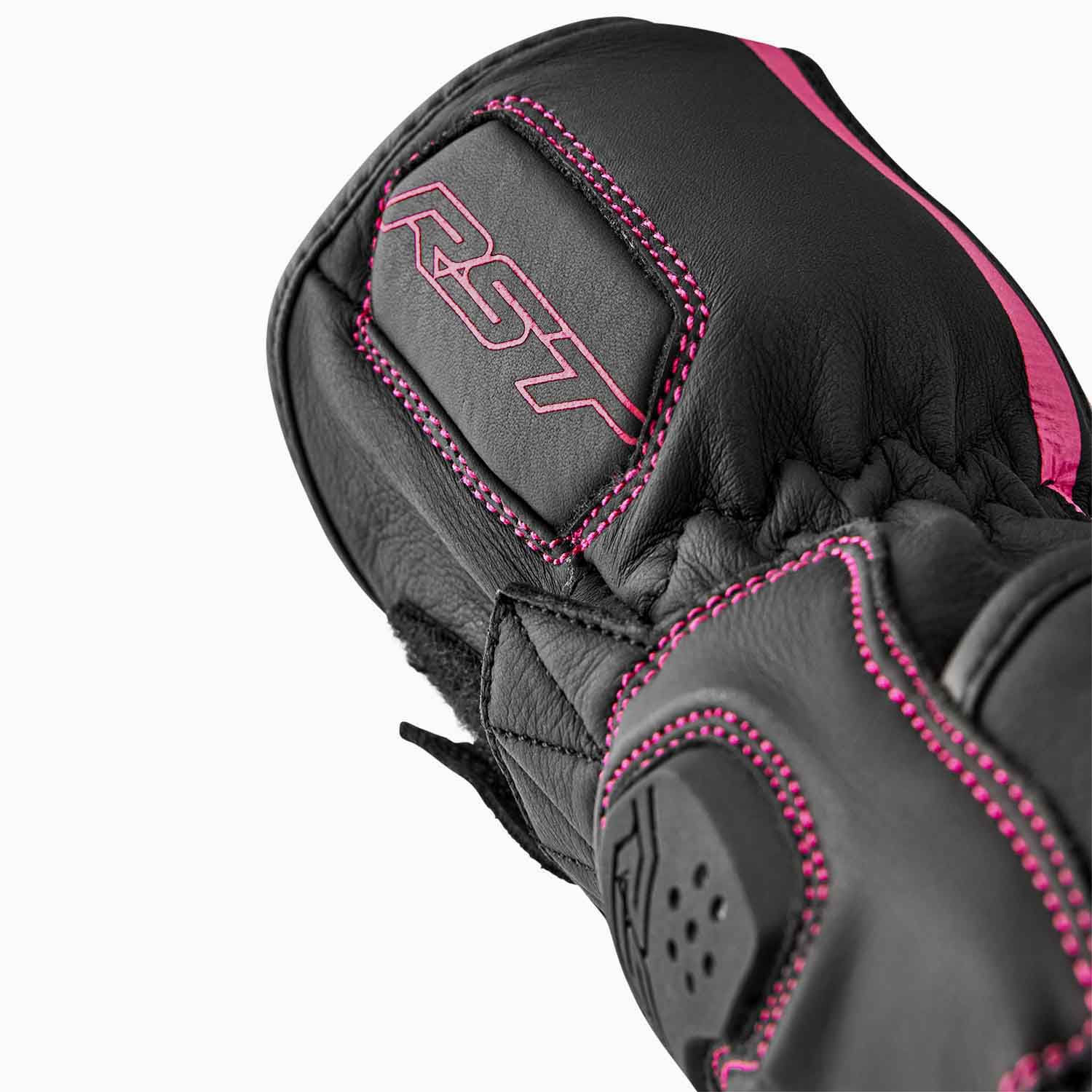 RST S-1 CE Ladies Leather Sports Motorcycle Motorbike Gloves - Black Pink