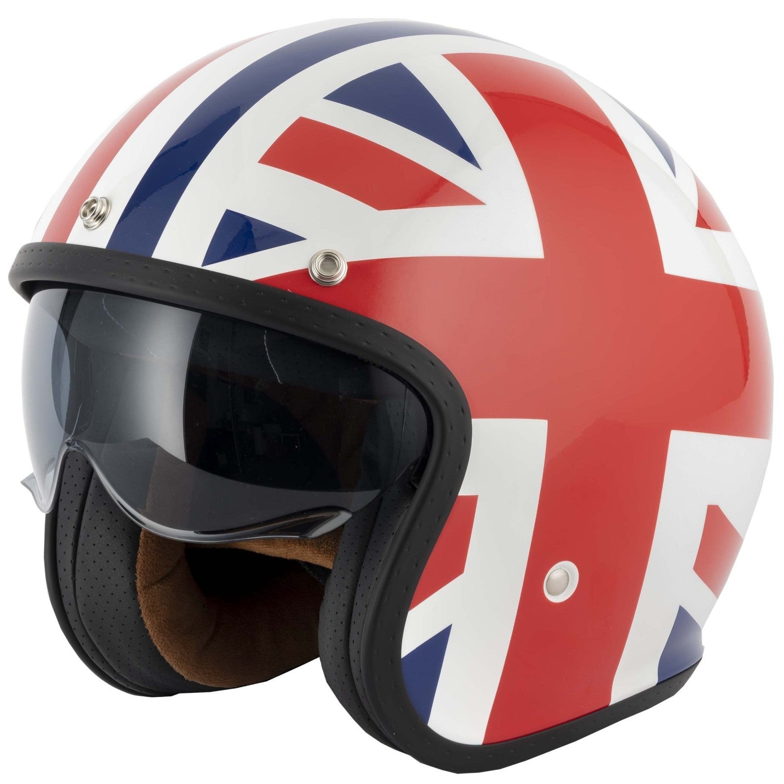 VCAN H589 Classic Retro Union Jack Open Face Motorcycle Motorbike Helmet