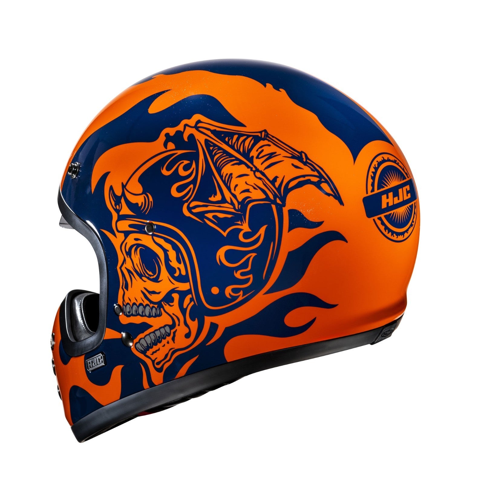 HJC V60 Flame Orange Blue Classic ECE2206 Open Face Motorcycle Motorbike Helmet