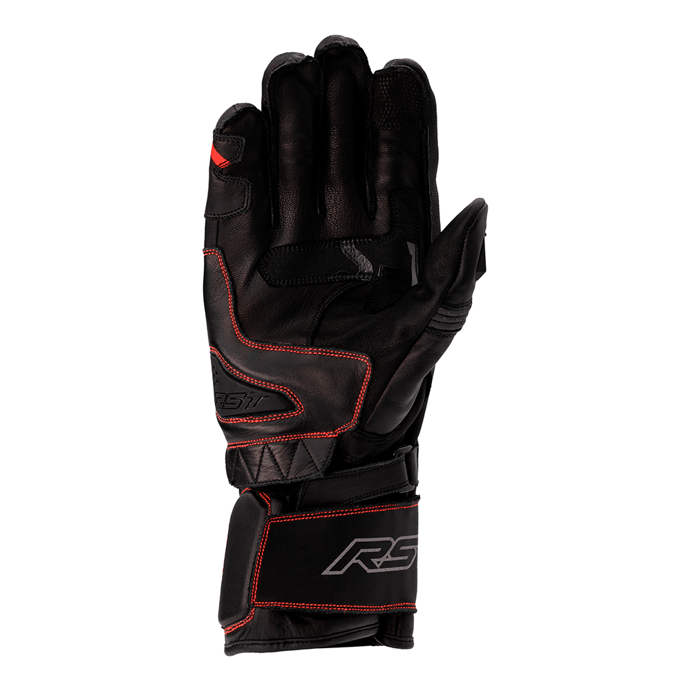 RST S-1 CE Approved Leather Sports Motorcycle Motorbike Gloves - Black Red