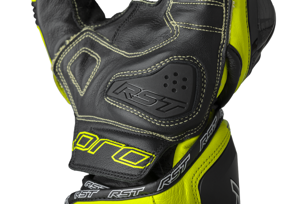 RST Pro Series GP D3O Kangaroo Leather Sports Track Motorcycle Bike Glove Yellow