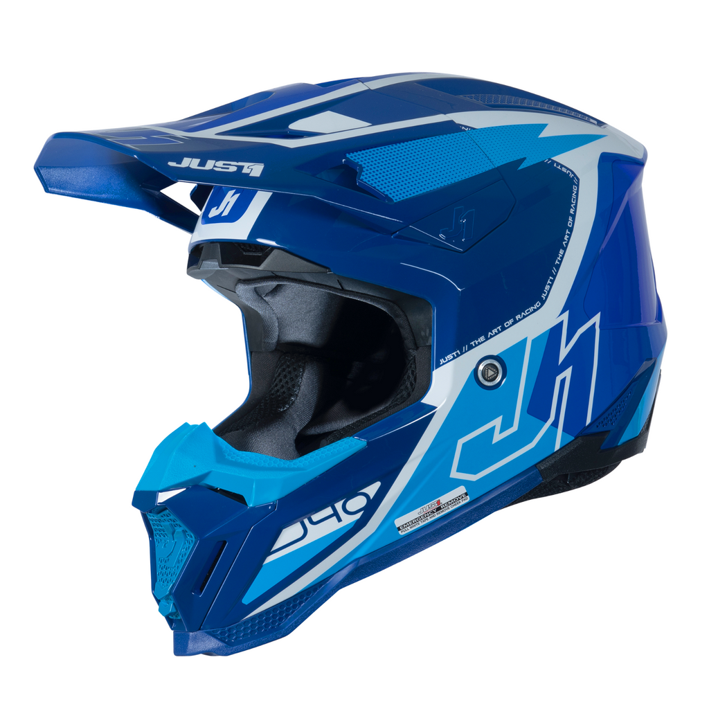 Just1 J40 Motocross Motorcycle Motorbike Helmet Flash White / Blue
