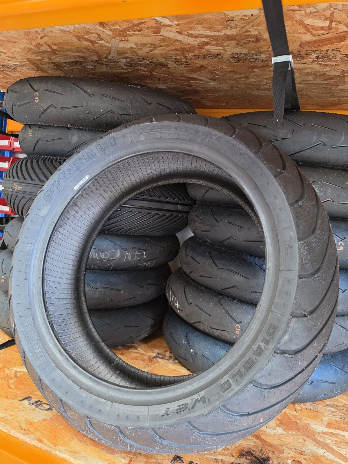 Pirelli Diablo Wet 200/60-17 part worn front BSB scrub tyre 2023