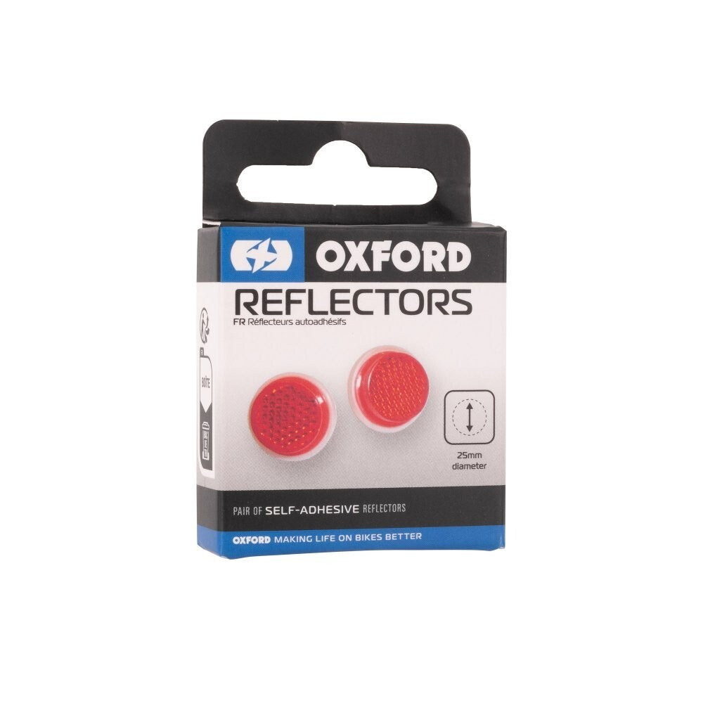 Oxford Motorcycle Motorbike Essential Self Adhesive 25mm Round Reflectors Pair