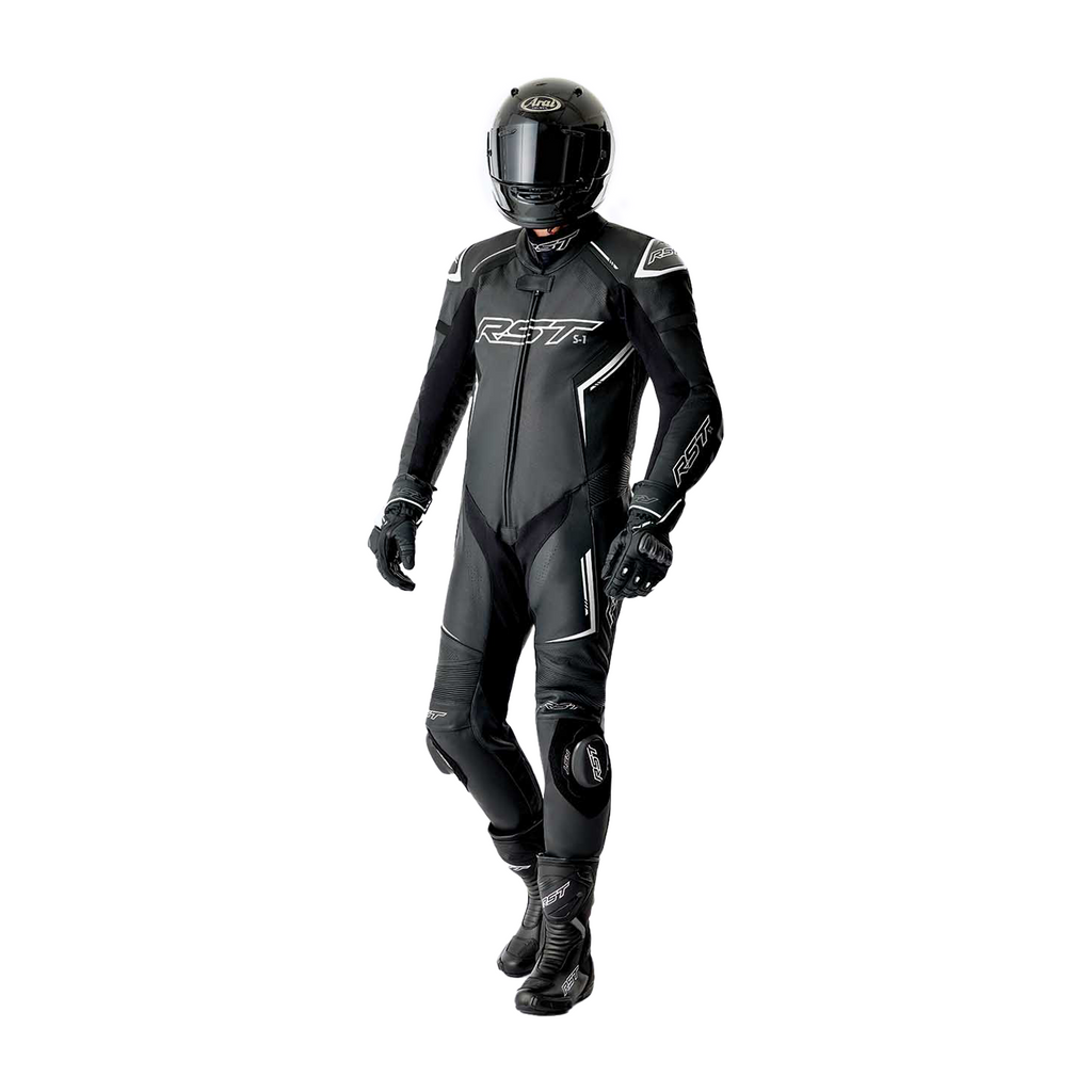 RST S1 D3O CE AAA Rated Leather Motorcycle Motorbike Race 1 Pc Suit Black White